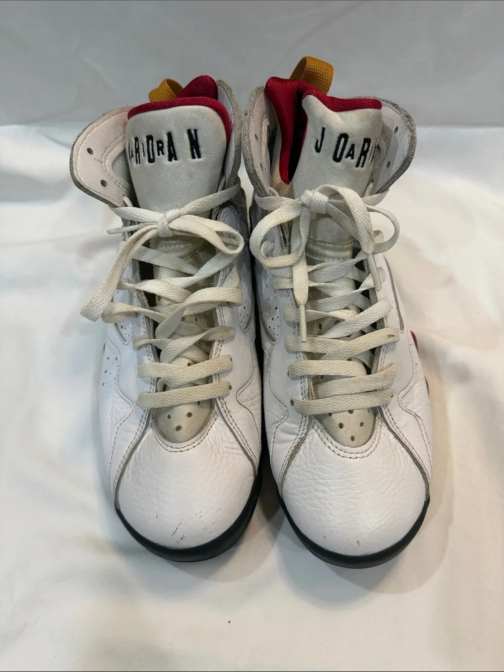 Jordan Men's White Basketball Shoes with Black, Red & Gold Accents